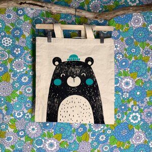 Promotionl Silk Screen Bear Print Cotton Tote Bag